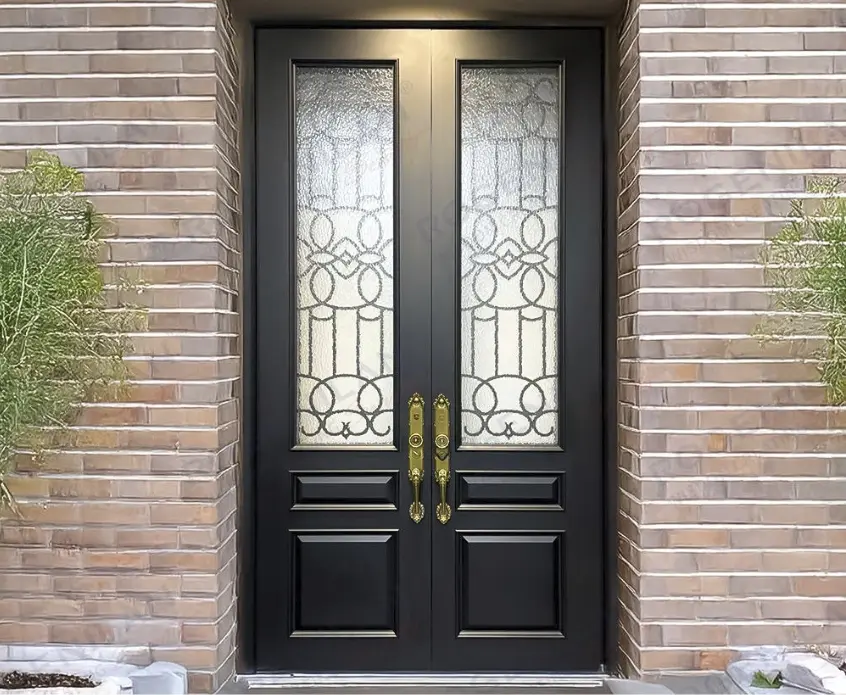 Outdoor waterproof metal main horizontal door with aluminum double-layer glass entrance safety horizontal door