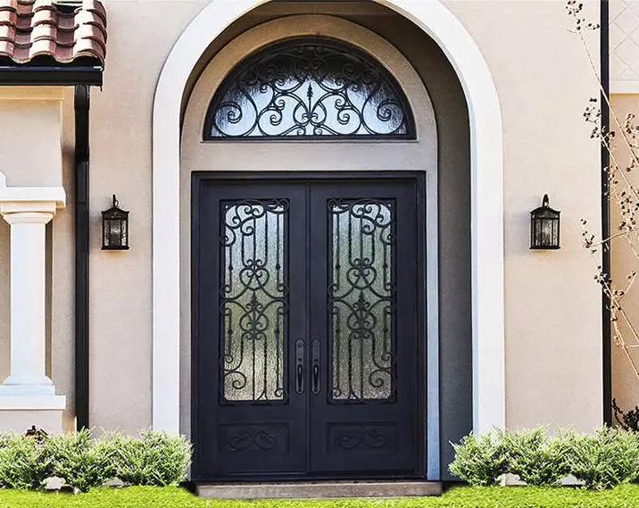 Outdoor waterproof metal main horizontal door with aluminum double-layer glass entrance safety horizontal door